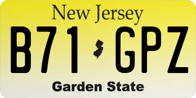NJ license plate B71GPZ