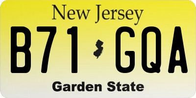 NJ license plate B71GQA