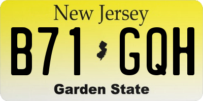 NJ license plate B71GQH