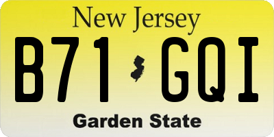 NJ license plate B71GQI