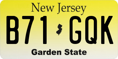NJ license plate B71GQK