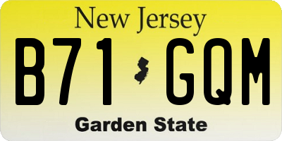 NJ license plate B71GQM