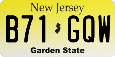NJ license plate B71GQW