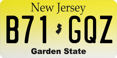 NJ license plate B71GQZ
