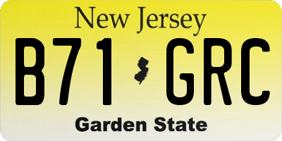 NJ license plate B71GRC