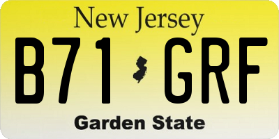 NJ license plate B71GRF