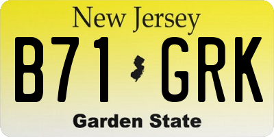 NJ license plate B71GRK
