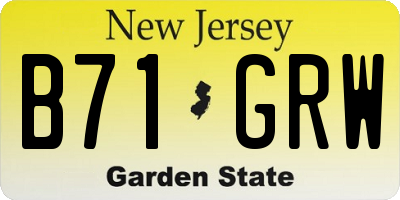 NJ license plate B71GRW