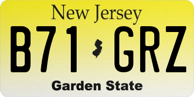 NJ license plate B71GRZ
