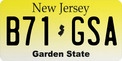 NJ license plate B71GSA