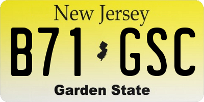 NJ license plate B71GSC