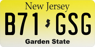 NJ license plate B71GSG
