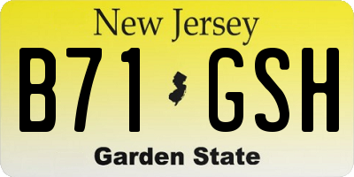 NJ license plate B71GSH