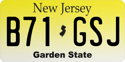 NJ license plate B71GSJ
