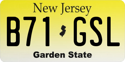 NJ license plate B71GSL