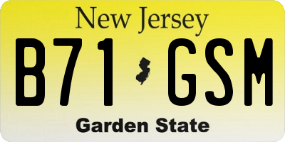 NJ license plate B71GSM