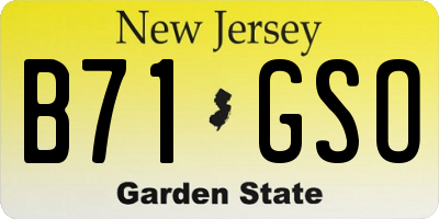 NJ license plate B71GSO