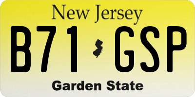 NJ license plate B71GSP