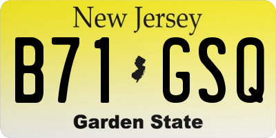 NJ license plate B71GSQ
