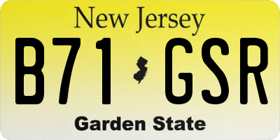 NJ license plate B71GSR