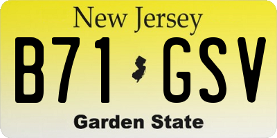 NJ license plate B71GSV