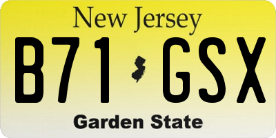 NJ license plate B71GSX