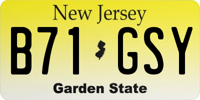 NJ license plate B71GSY