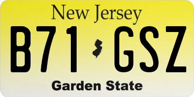 NJ license plate B71GSZ