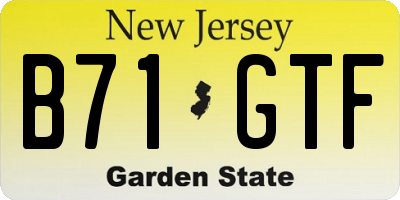NJ license plate B71GTF