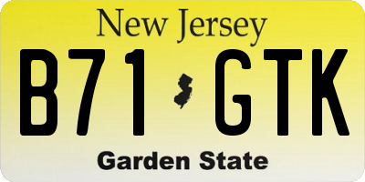 NJ license plate B71GTK