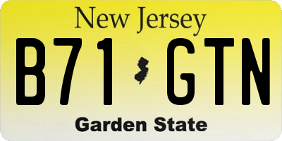 NJ license plate B71GTN