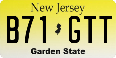 NJ license plate B71GTT