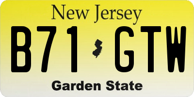 NJ license plate B71GTW