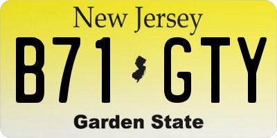 NJ license plate B71GTY