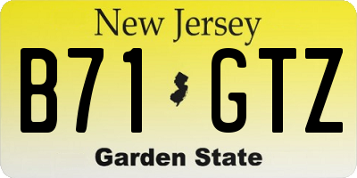 NJ license plate B71GTZ