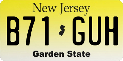 NJ license plate B71GUH