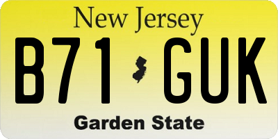 NJ license plate B71GUK