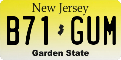 NJ license plate B71GUM