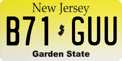 NJ license plate B71GUU