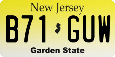 NJ license plate B71GUW