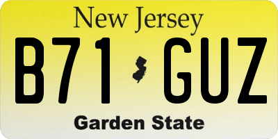 NJ license plate B71GUZ