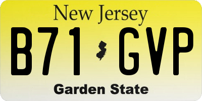 NJ license plate B71GVP