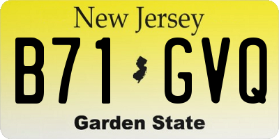 NJ license plate B71GVQ