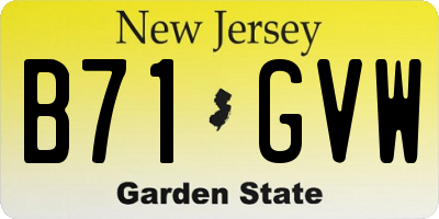 NJ license plate B71GVW
