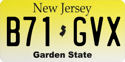 NJ license plate B71GVX