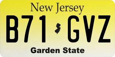 NJ license plate B71GVZ