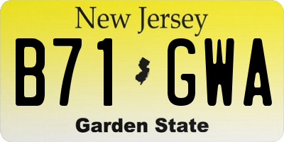 NJ license plate B71GWA