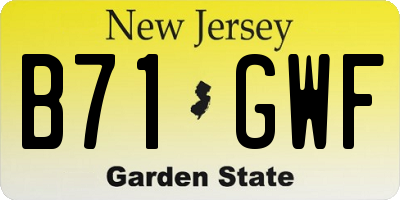 NJ license plate B71GWF