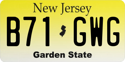 NJ license plate B71GWG