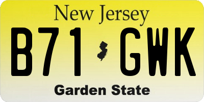 NJ license plate B71GWK